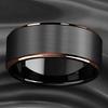 Fashion 8mm Stainless Steel Rings for Men Rose Gold Color Step Edge Black Brushed Men Rings Wedding Party Jewelry Gifts