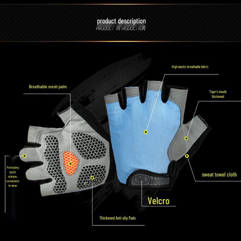 Men's and Women's Summer Half-Finger Cycling Gloves - Breathable, Shock Absorbing, Anti-Slip, Thin, Outdoor Sports Accessories.