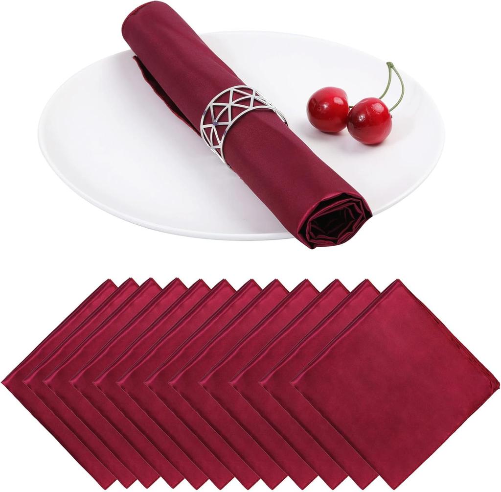 12 STÜCKE 30x30 cm Hochzeit Rot Satin Serviette Großhandel Weiche Tischservietten für Weihnachten Neujahr Dekoration Party Abendessen Tischdekor