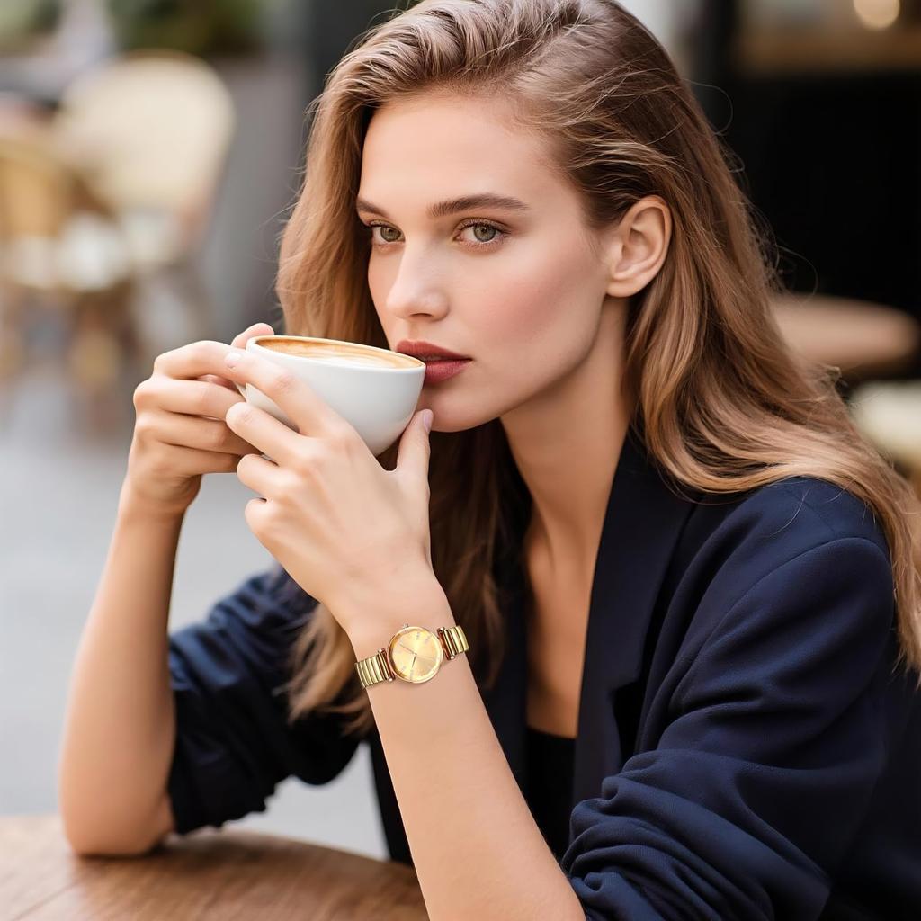 Women's Watch Waterproof Fashionable Snake Clasp Stainless Steel Band Quartz Analog Display Free Size Fashion Accessory