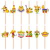 Theme Mexican Disposable Paper Straws With Cartoon Decor For Childrens Party