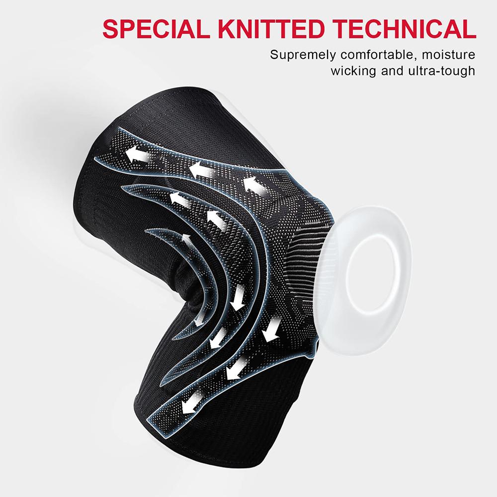 Bracetop 1Pcs Knee Brace Compression Knee Sleeve Gel Pad Support & Side Stabilizers For Patella Tendon Stabilizing,Meniscus Tear