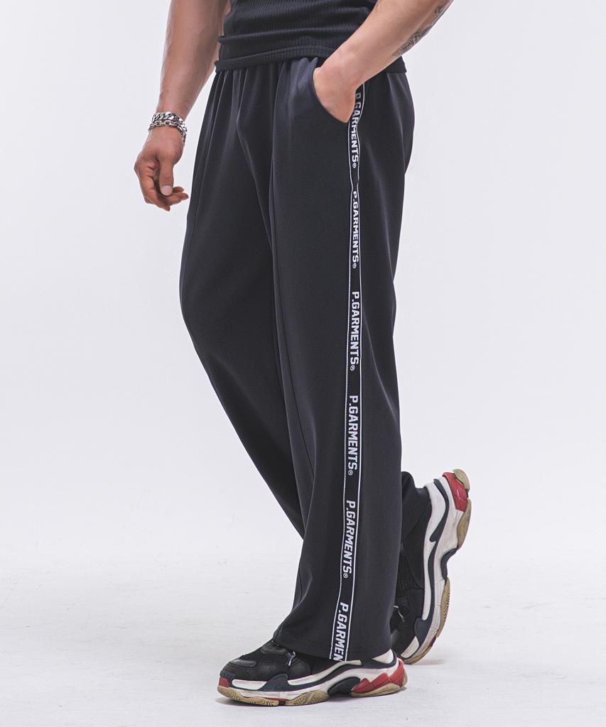 Pijikeolgameoncheu P2454 Lettering Line Jersey Pants [Black]