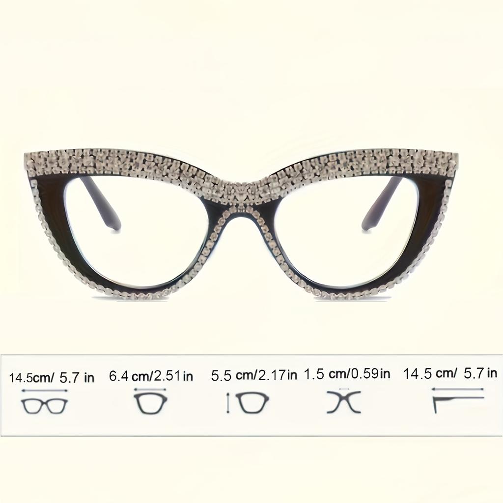 Rhinestone Trendy Reading Glasses for Women Retro Square Cute Sturdy Computer Womens Cat Eye Glasses