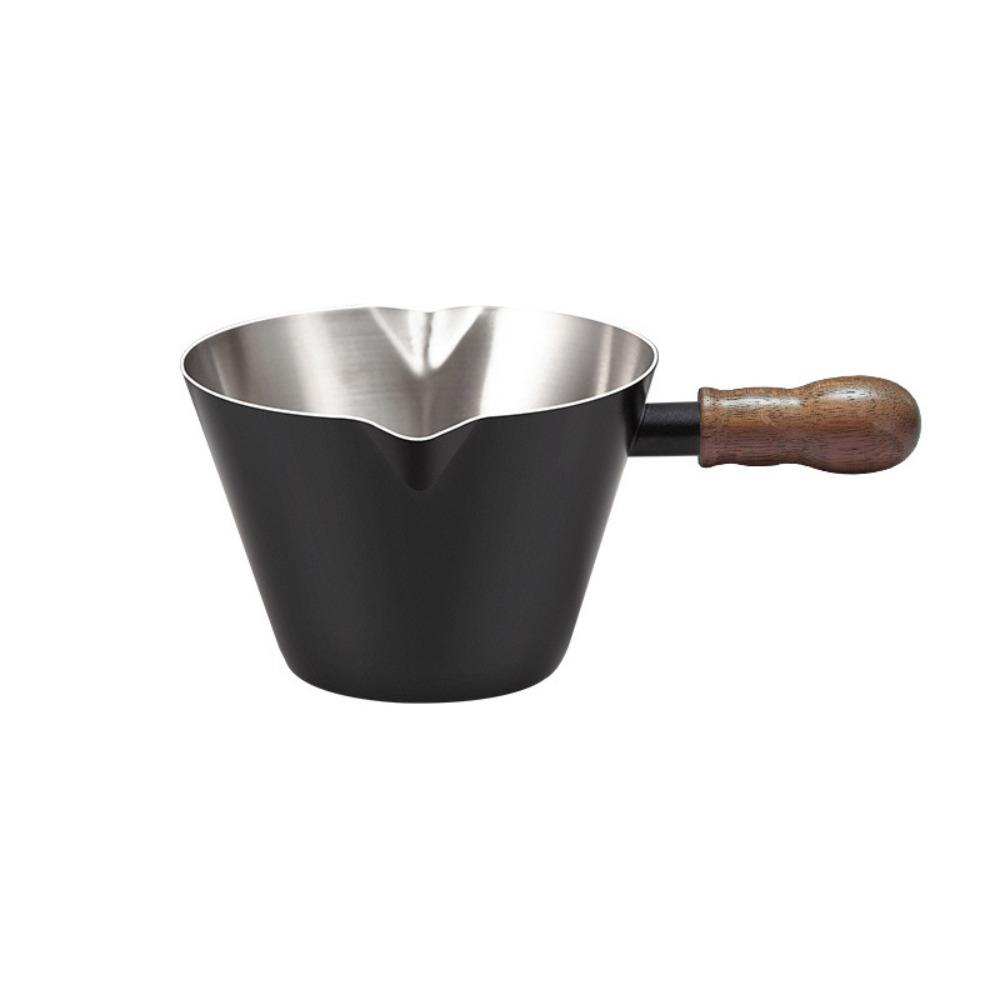 Walnut Handle Coffee  Extraction Cup 304 Stainless Steel Milk Cup Multifunctional Dosing Cup  Cafe