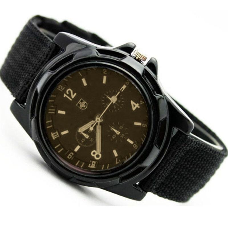 Harajuku Fashion Trend Student Couple Watch, Canvas Ribbon Watch, Men S Sports Army Green Watch 861