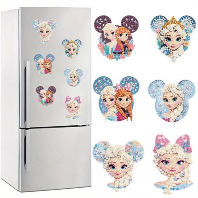 6Pcs Ice and Snow World Series Diamond Art Fridge Magnet Diamond Painting Refrigerator Magnet DIY Fridge Stickers for Fridge Whiteboards