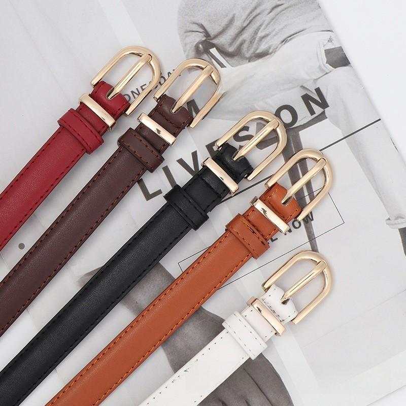 Spring Pu Womens Leather Skinny Belt Metal Pin Buckle Outdoor Leisure Waist Belt