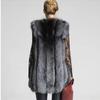 New Autumn and Winter Fur Coat Vest Women's Mid Length European and American Style Faux Fox Collar Thickened Fashion Women's Faux Leather