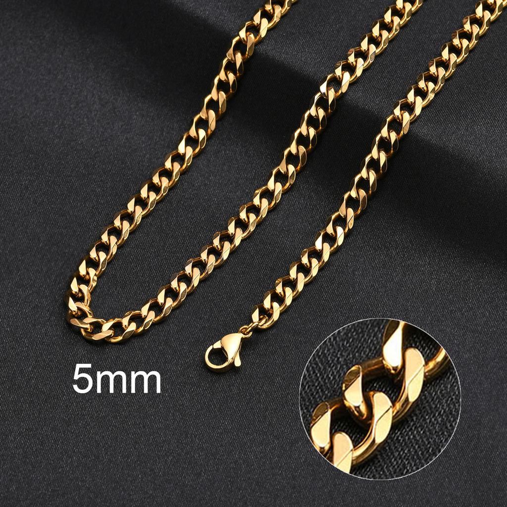 3-11MM Classic Cuban Chain Necklace for Men Women,Silver Black Gold Grey Color Stainless Steel Chains,Basic Punk Jewelry Gift