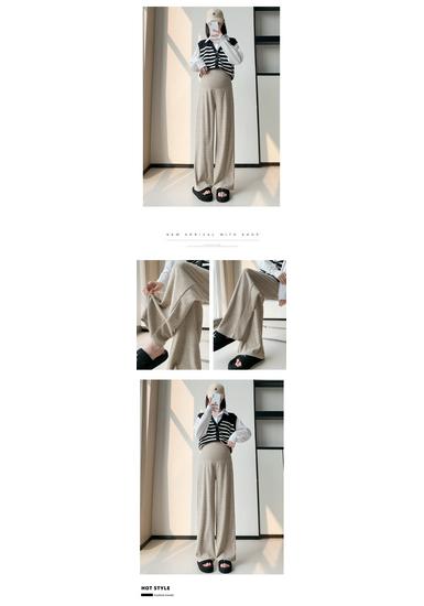 Autumn/Winter Maternity Wide-Leg Cashmere Pants: High Waist, Slimming, Straight Leg