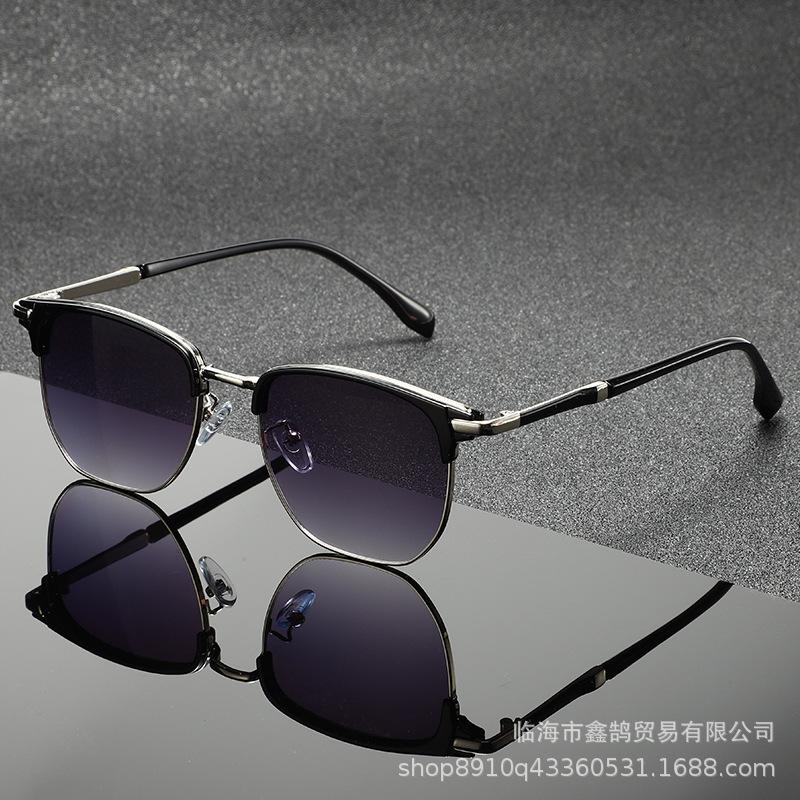 Sunshade Metal Antique Mirror Sunglasses, A New Style of Fashionable and Universal Half-frame Sunglasses, Stylish Square Sunglasses