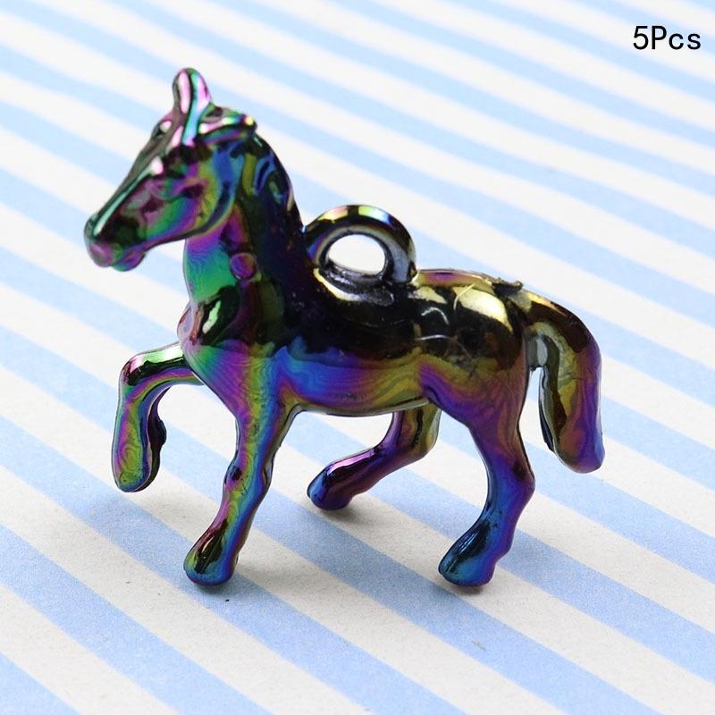 5 Stück Kawaii 3D Buntes Kleines Pferd Acryl Anhänger Halskette Ohrringe Schlüsselanhänger Ohrringe DIY Charms Schmuckzubehör