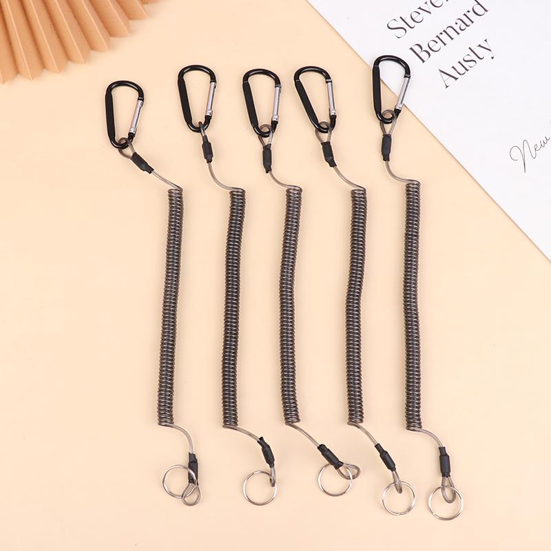 5Pcs Fishing Lanyards Fishing Tool/Pole Safety Coil Lanyard Retractable Wire Rope Buckle Fishing Anti-Lost Lanyard Rowing Rope