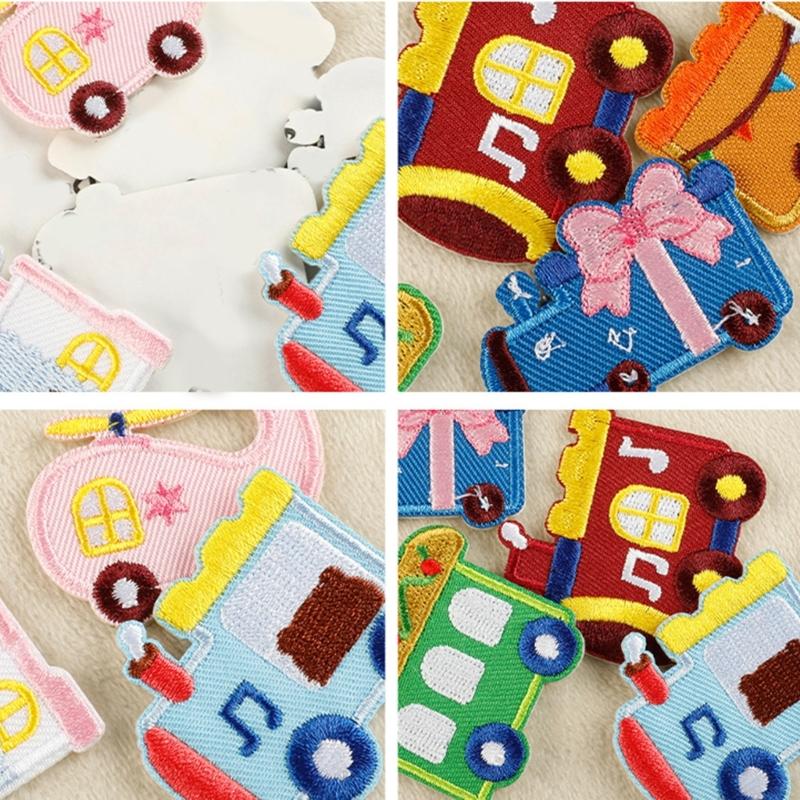 8Pcs Cartoon Car Iron On Patches Adhesive Embroidery Applique For Jackets Backpacks Clothing Decoration Sewing Project