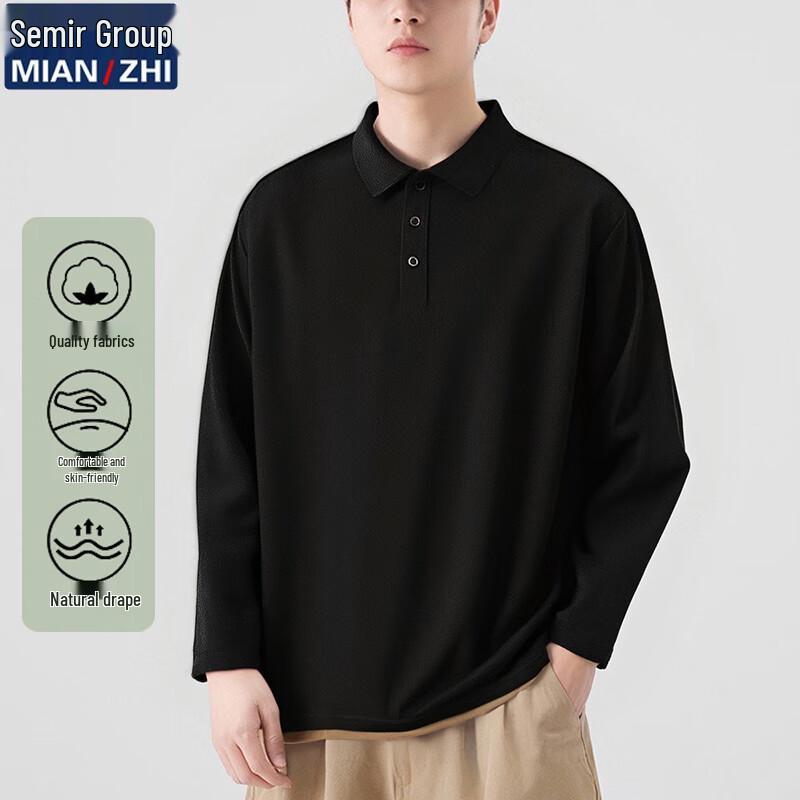 Men s Casual Long Sleeve Polo T-Shirt L