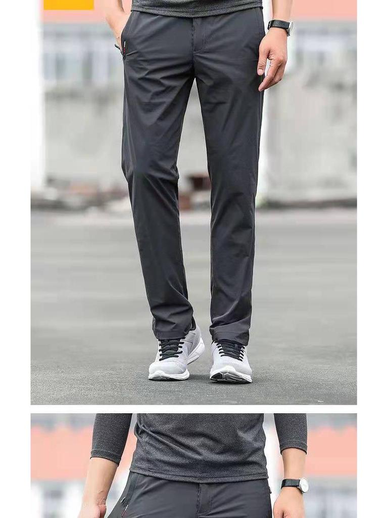 Men's Plus Size Quick-Dry Ice Silk Straight-Leg Pants for Summer Outdoor Work