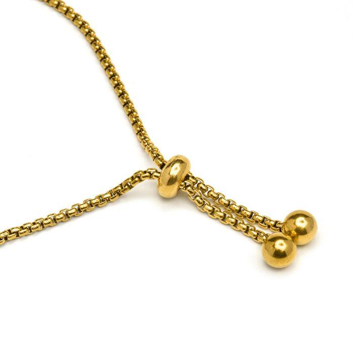 Bracelet - LUXENTER - Alphabet O - Nacre Blanche - Or Jaune 18K - Ajustable