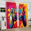 2PCS- Color Game machine - Printed curtain - Polyester material - suitable for bedroom, living room, study,