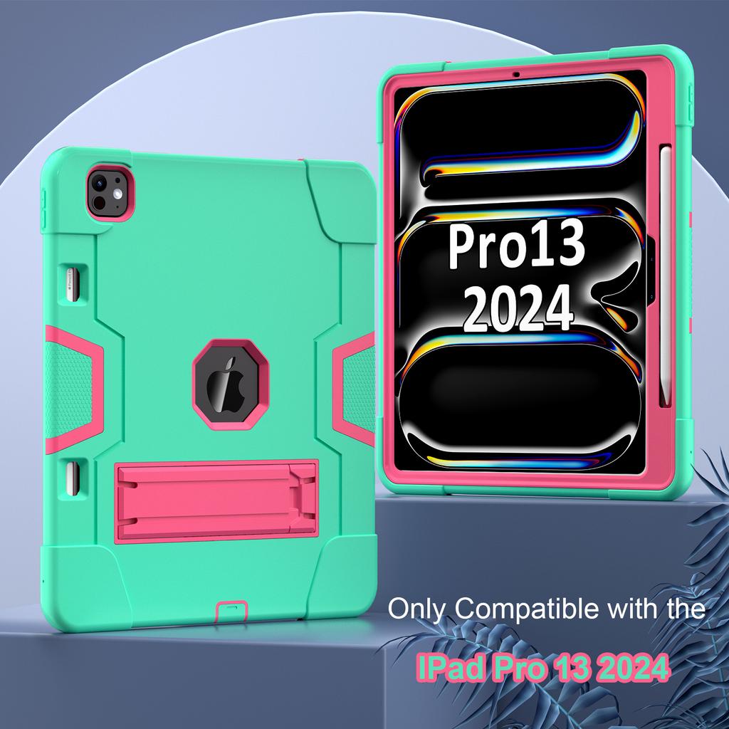 For iPad Pro 13 (2025)/13 (2024) Case Robot Style Silicone + PC Tablet Cover with Kickstand