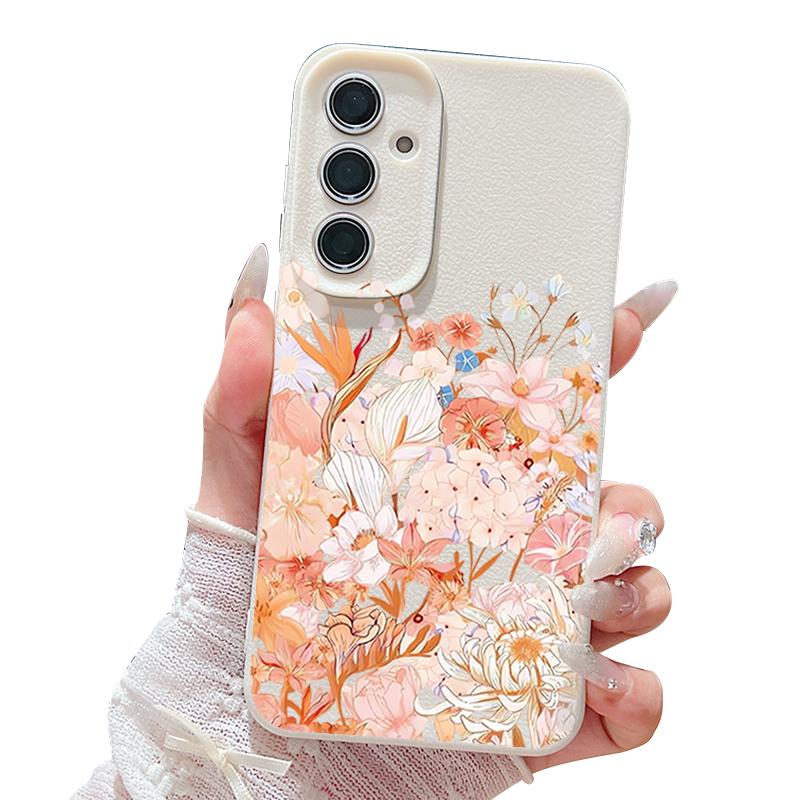 Hydrangea Peony Flower Pattern Case For Samsung Galaxy S26 S25 S24 Ultra S23 S22 S21 FE A54 A15 A35 A55 A16 A26 A36 A56 A17 A37 A57 5G Funda