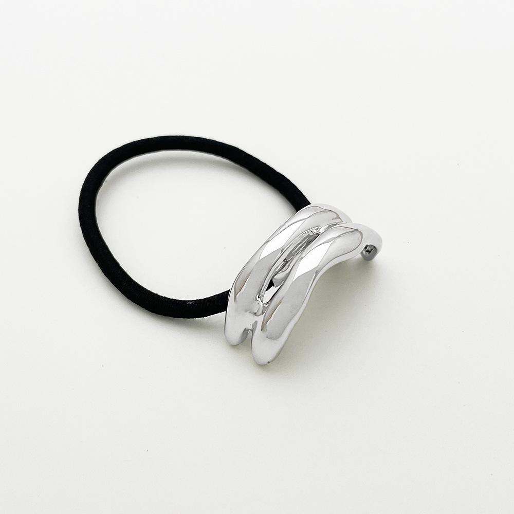 U-Shaped Minimalist Alloy Hair Tie with Bright Finish for Ponytails - European & American Style