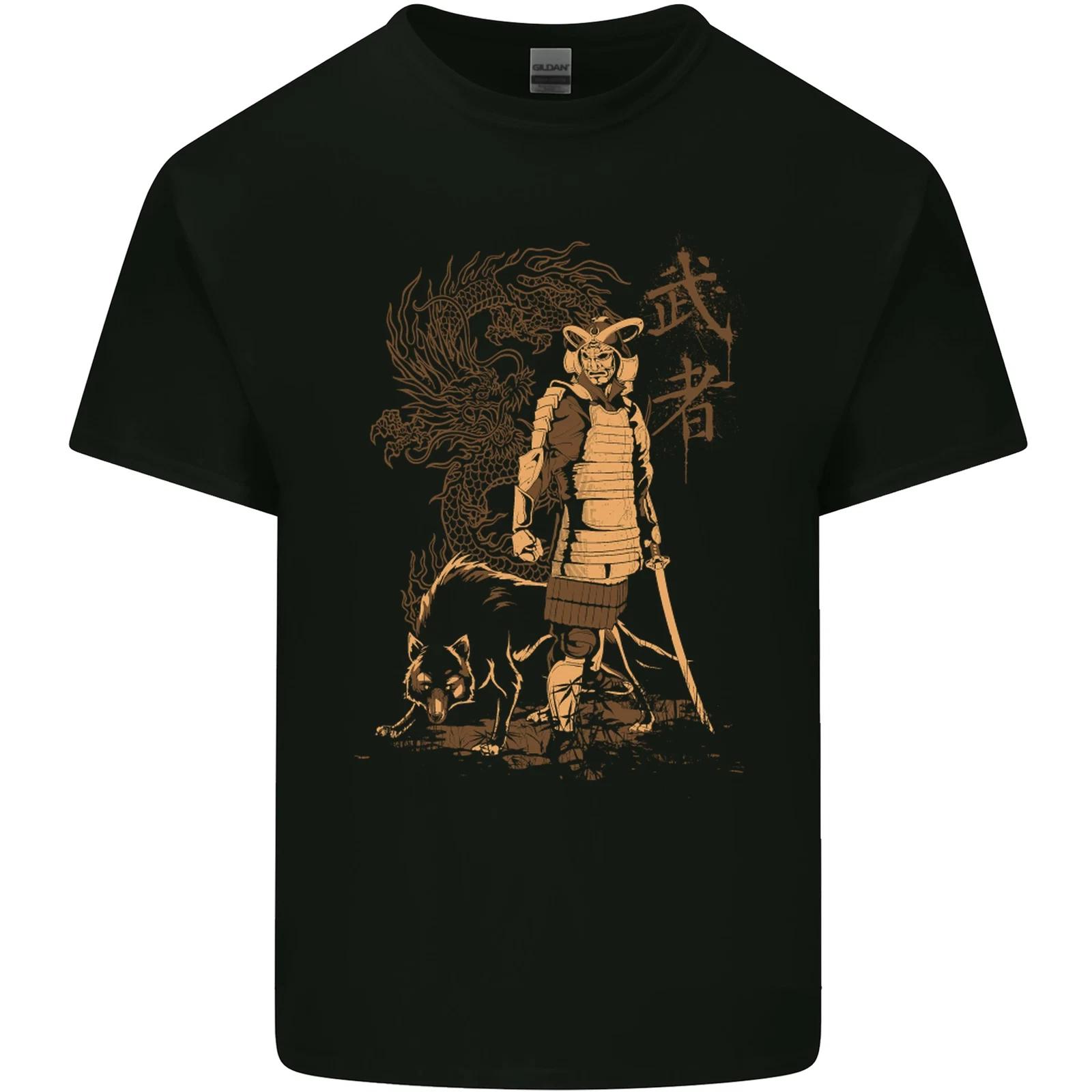 Dragon Warrior Wolf Dragon MMA Samurai Kids T-Shirt Childrens XL
