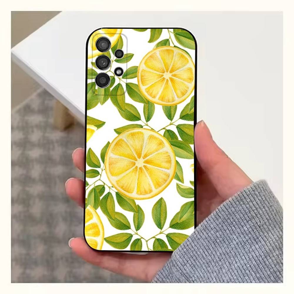 Fruit lemon Painting Case For Samsung S22,S21,S9,S25,S24,S23,Ultra,FE,S20,S10,Plus,Lite,Soft Silicone Black
