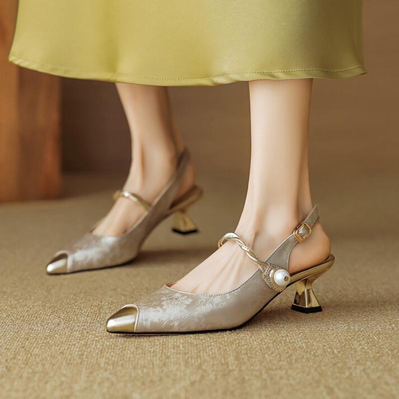 New Style Outdoor Simple Casual Fashion Banquet Party Fairy Style Retro Style Convenient One-step Women's High Heels