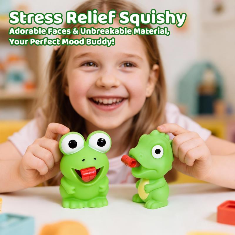 Funny Frog Dinosaur Squeeze Toy Creative Sticking Tongue Out Animal Sensory Toys For Kids Fidget Decompression Christmas Gifts