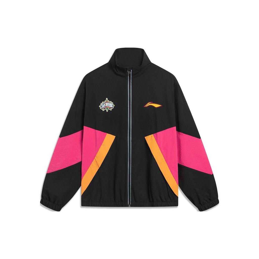 Li-Ning Sports Basketball Series Printed Letter Zip-Up Long Sleeve Jacket Men Jacket Black AFDT617-1