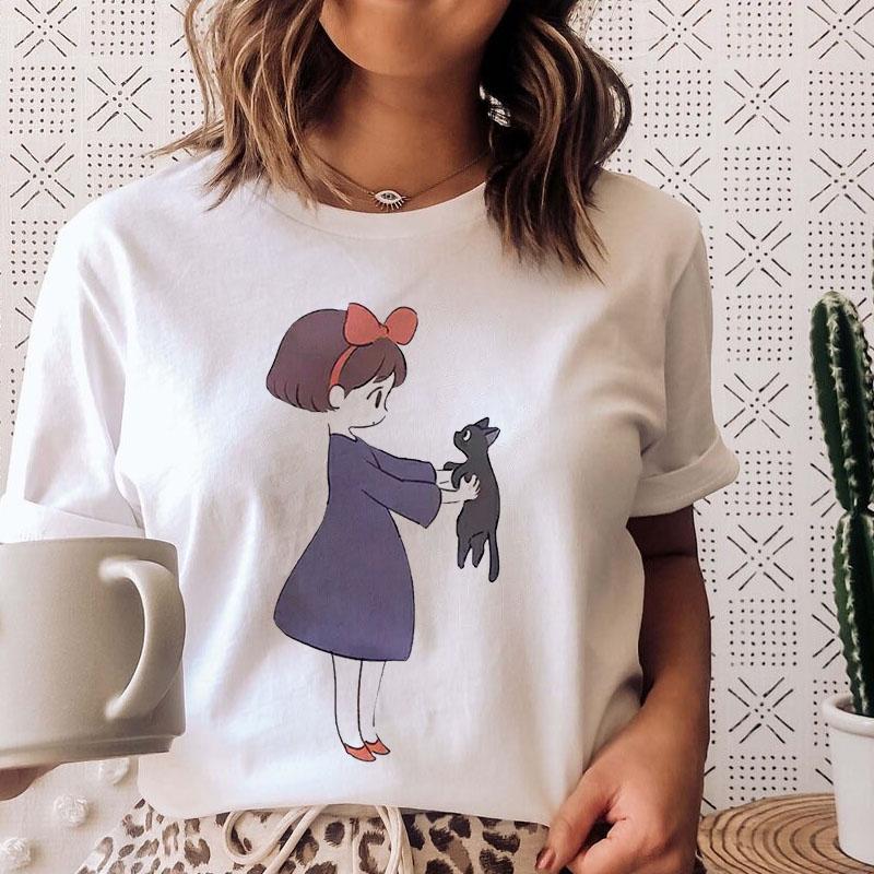

Summer Short Sleeve Tshirt Lady Fox Drinks Causal White T Shirts Women Clothing Cartoon Printing Kawaii T-Shirt Femme Tee Shirt XXXL білий