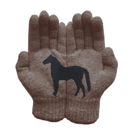 Black Horse Print Gloves Warm Ribbed Knitted Gloves Funny Horse Winter Gloves Gift for Men Women Driving Daily Errands Use