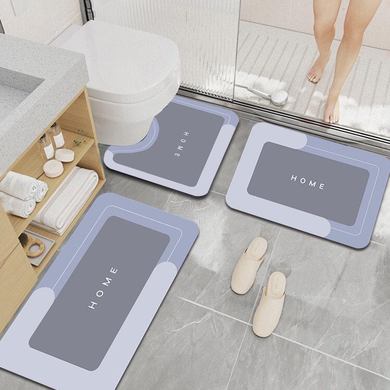 Minimalist Diatom Mud Bathroom Mat Set: Absorbent, Quick-Drying, Non-Slip U-Shaped Floor Mats
