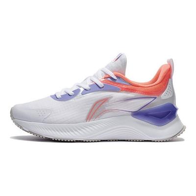 Li Ning Element Schokabsorberende Antislip Duurzame Low-Top Hardloopschoenen Dames sneaker Wit Paars ARHS010-1