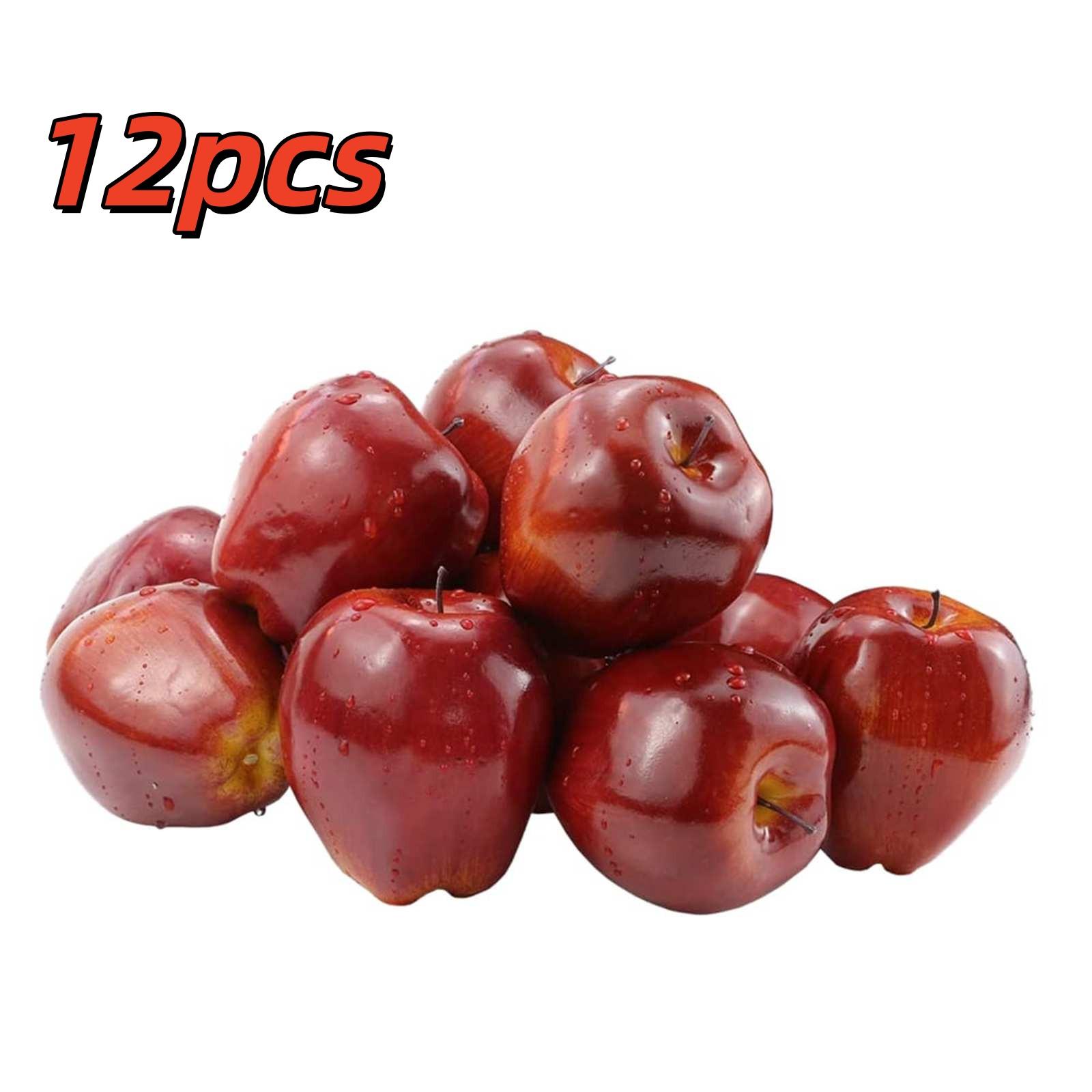 12pcs Simulated Apples Plastic Props, Artificial Apples Fake Fruit Props, Lifelike Simulation Red Apples Home House Decor One Size