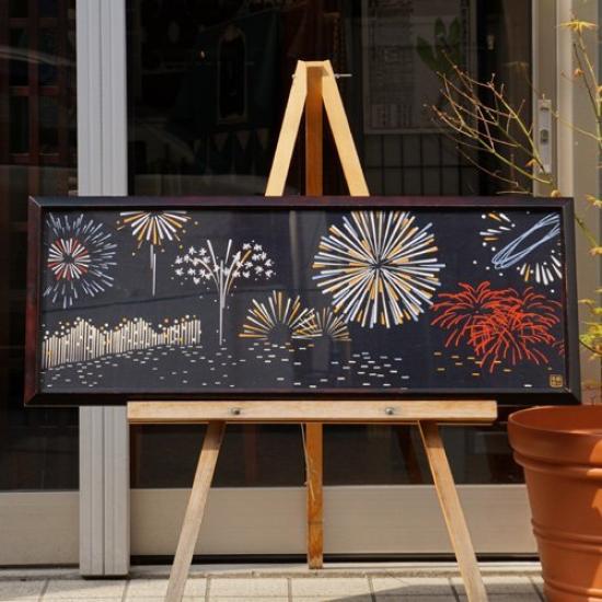Dyeing Anbo Hand Towel Sumida River Authentic Dyed Cotton Tokuoka Made in Japan 35cm x 100cm "New Fireworks" 100%