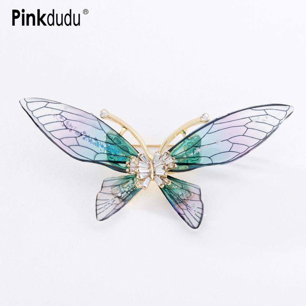 

Pinkdudu Романтичная голубая смола бабочка Брошь Мода Креатив 3 цвета Насекомые Брошь Булавки для женщин Ювелирные Подарки PD1317