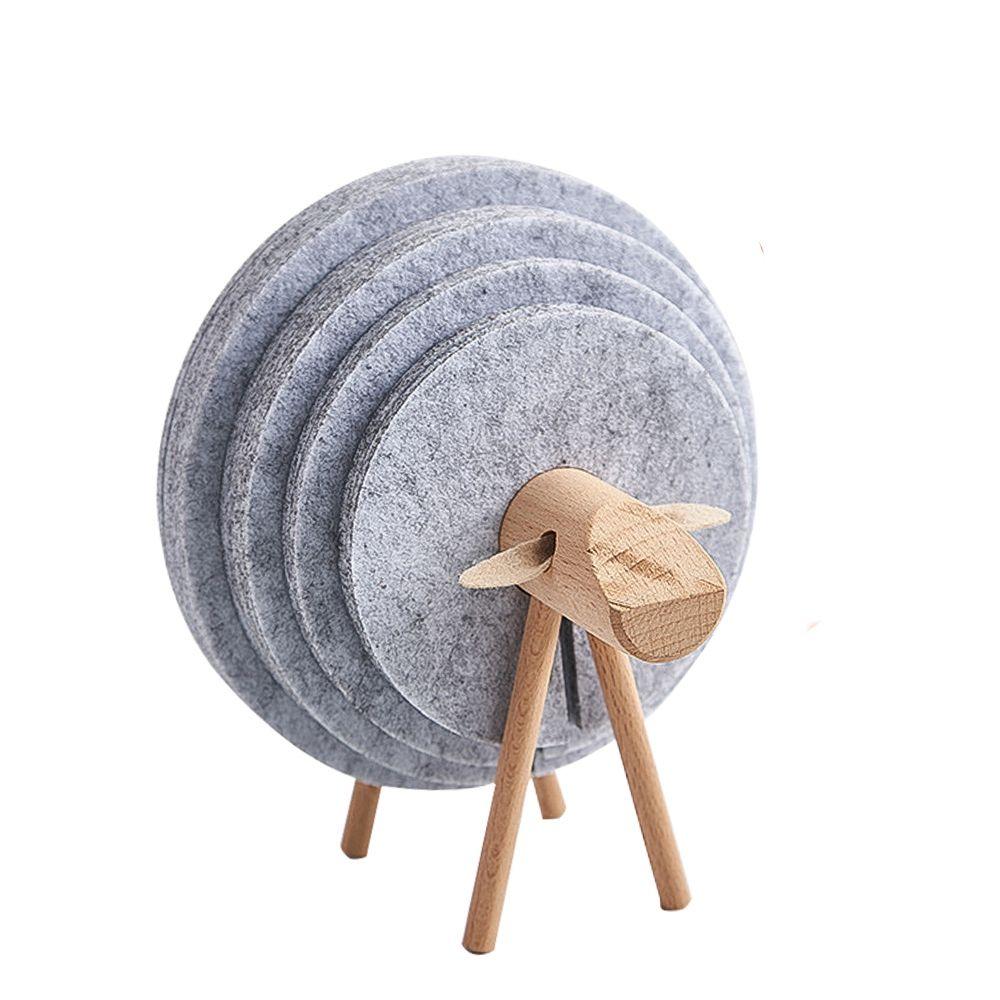 Creative Placemats Anti Slip Sheep Shape for  home Felt Coaster Cup Mat Cup Pads Drink Coasters
