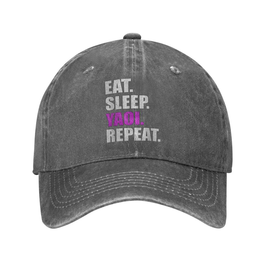 Eat Sleep Yaoi Repeat Washed Baseball Cap  Streetwear Sun Hip Hop Hats Summer Unisex-Teens Tennis Skate Snapback Cap