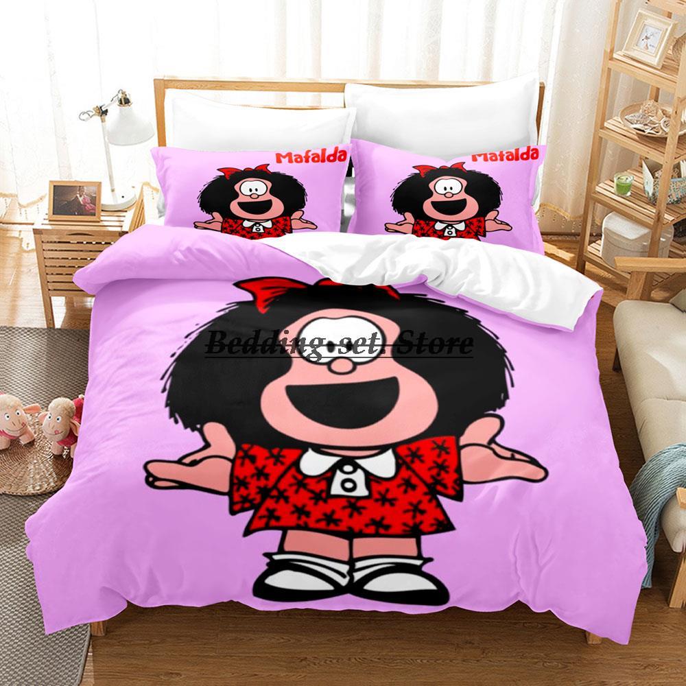 Mafalda Zestaw Pościeli Pojedynczy Bliźniak Pełny Queen King Size Zestaw do Łóżka Aldult Dziecko Sypialnia Zestawy Poszewek na Kołdrę Zestaw Arkuszy 3D Anime