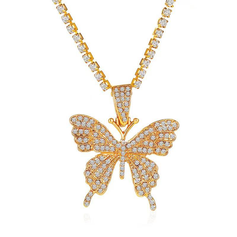 European & American Elegant Rhinestone Butterfly Dangle Earrings
