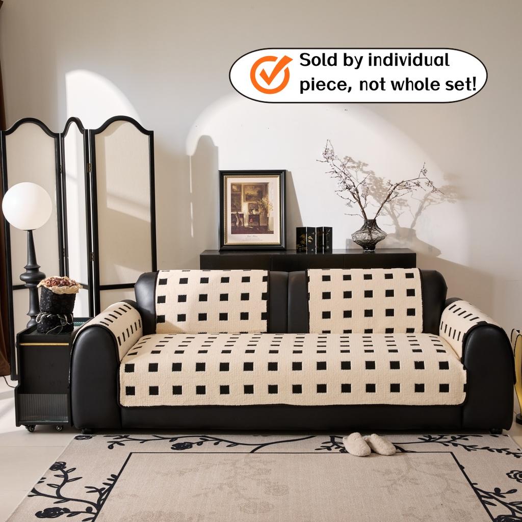 Warm Cube Jacquard Tuffed Fleece Anti-Slip Sofa Cover for Living Room Couch Seat Cover, Universal Sofa Slipcover Furniture Towel