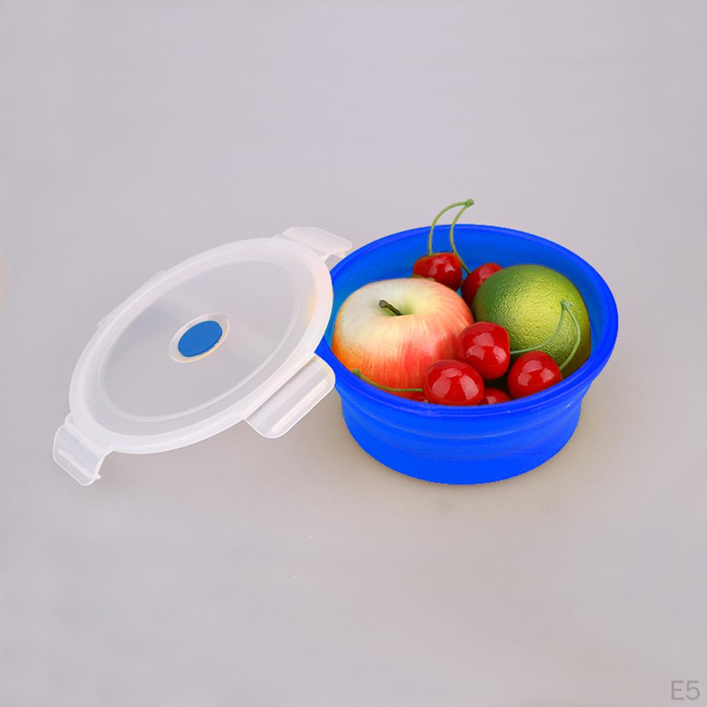 Lid, Silicone Folding Storage Container for Camping Picnic, Microwave & Freezer