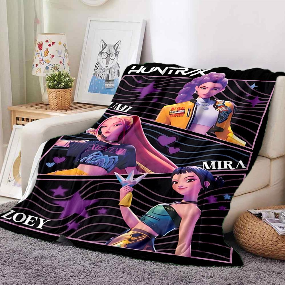1PC Huntrix, K POP Blanket, Throw For Sofa, Bed, Travel, Camping, Livingroom,