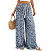 Women's Floral Print Wide Leg Pants Casual Flowy Palazzo Trousers Loose Fit for Everyday Wear