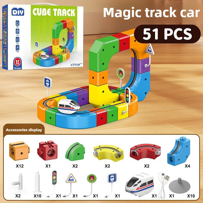 

Kids Magic Track Train Electric Assembled Construction Blocks Magnetic Rail Car Maze Educational Toy Sets For Kids Christmas Gifts