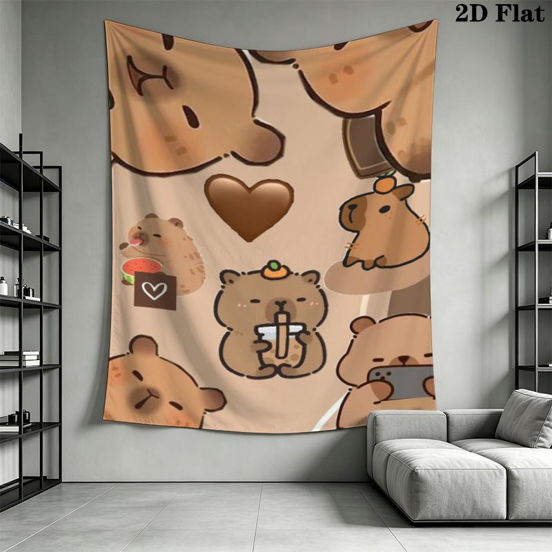 Capybara Wall Tapestry Aesthetic Wall Hanging Printed Fabric Blanket Decorative Tapestries for Bedroom Living Room Home Decor