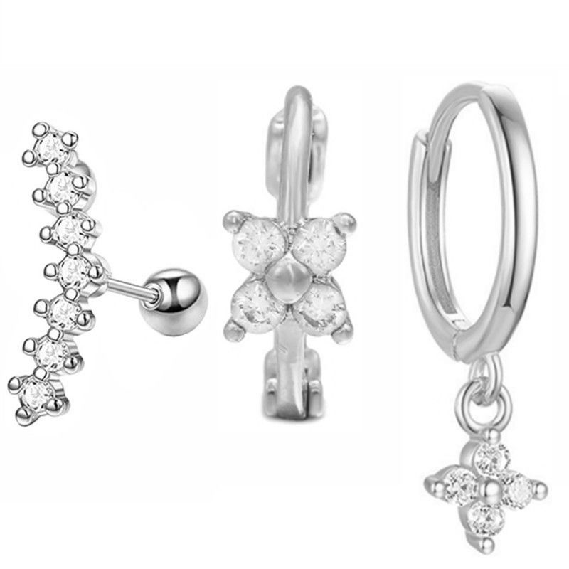 New Design Stainless Steel Cubic Zirconia Chain Hoop Earring For Women Star Moon Pendant Cartilage Earring Piercing Jewelry