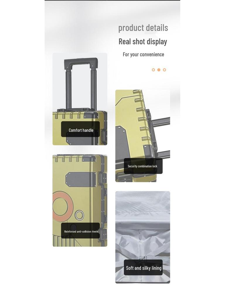 20-Inch Aluminum Frame Trolley Suitcase with Universal Wheels - Large Capacity Carry-On Luggage